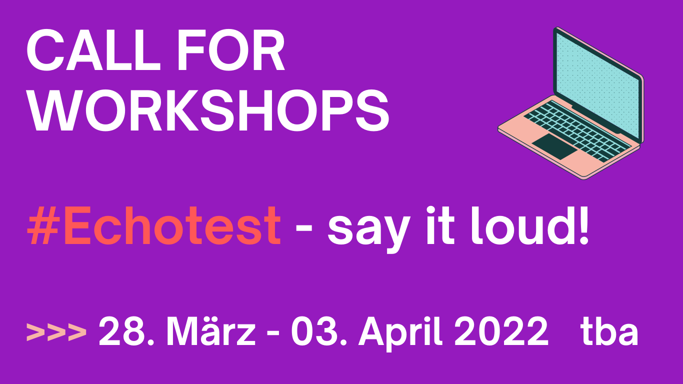 Auf violettem Hintergrund steht "Call for Workshops". Weitere Details folgen im Text.